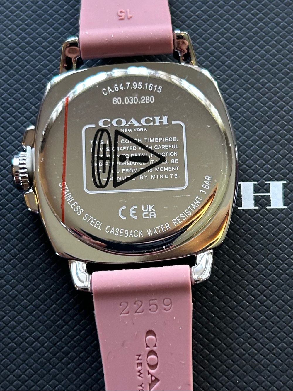 Coach Boyfriend Watch With 34mm Silver Face & Pink Silicone Band - Picture 3 of 8